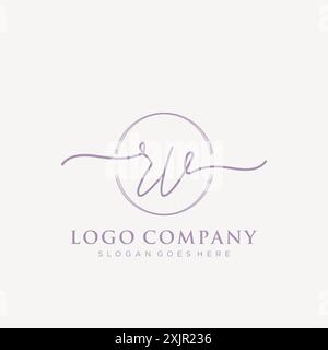 RV Initial handwriting with brush circle logo Stock Vector