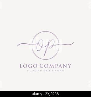 OP Initial handwriting with brush circle logo Stock Vector