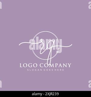 RQ Initial handwriting with brush circle logo Stock Vector