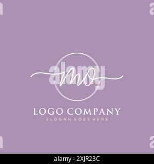 MO Initial handwriting with brush circle logo Stock Vector