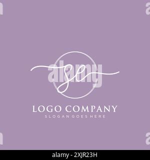 SE Initial handwriting with brush circle logo Stock Vector