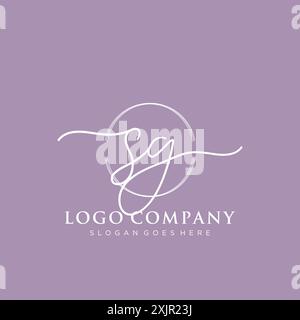 SG Initial handwriting with brush circle logo Stock Vector