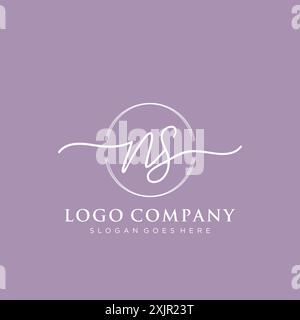 NS Initial handwriting with brush circle logo Stock Vector
