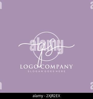 QS Initial handwriting with brush circle logo Stock Vector