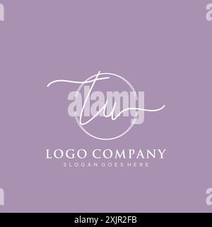 TU Initial handwriting with brush circle logo Stock Vector