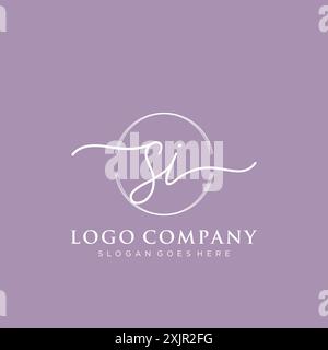 SI Initial handwriting with brush circle logo Stock Vector