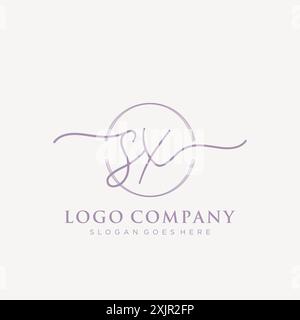 SX Initial handwriting with brush circle logo Stock Vector