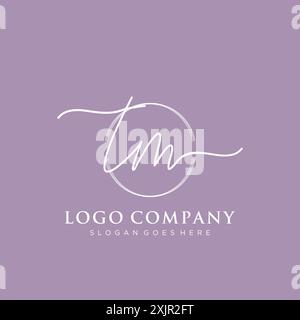 TM Initial handwriting with brush circle logo Stock Vector