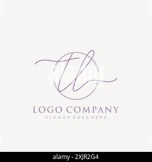 TL Initial handwriting with brush circle logo Stock Vector