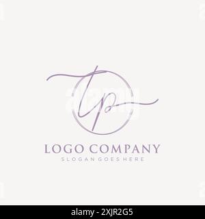 TP Initial handwriting with brush circle logo Stock Vector