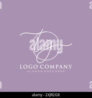 TG Initial handwriting with brush circle logo Stock Vector