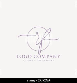 RF Initial handwriting with brush circle logo Stock Vector