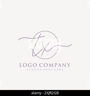 TX Initial handwriting with brush circle logo Stock Vector