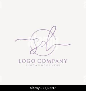 SD Initial handwriting with brush circle logo Stock Vector