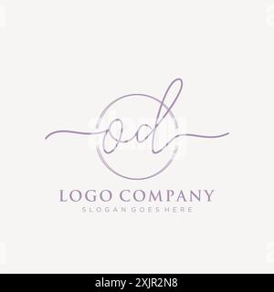 OD Initial handwriting with brush circle logo Stock Vector