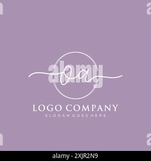 OA Initial handwriting with brush circle logo Stock Vector