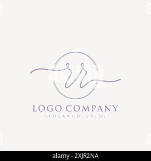RR Initial handwriting with brush circle logo Stock Vector