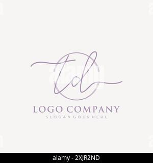 TD Initial handwriting with brush circle logo Stock Vector