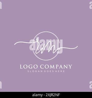 RM Initial handwriting with brush circle logo Stock Vector