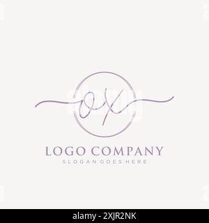 OX Initial handwriting with brush circle logo Stock Vector