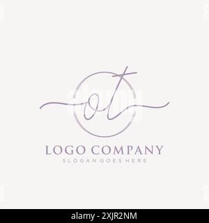 OT Initial handwriting with brush circle logo Stock Vector