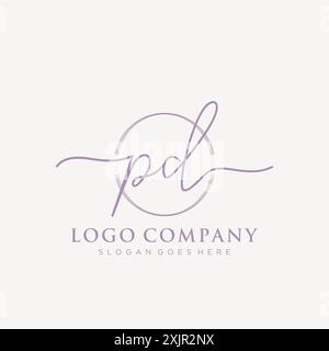 PD Initial handwriting with brush circle logo Stock Vector