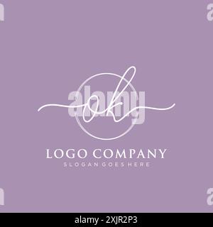OK Initial handwriting with brush circle logo Stock Vector