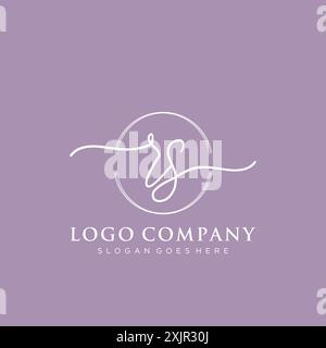 RS Initial handwriting with brush circle logo Stock Vector