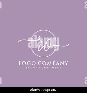 RO Initial handwriting with brush circle logo Stock Vector