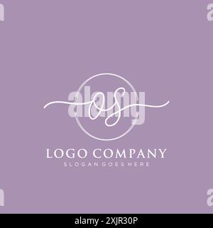 OS Initial handwriting with brush circle logo Stock Vector