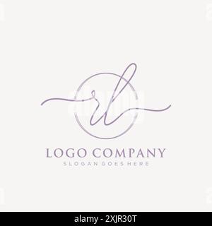 RL Initial handwriting with brush circle logo Stock Vector