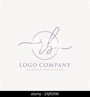 RB Initial handwriting with brush circle logo Stock Vector