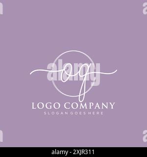 OQ Initial handwriting with brush circle logo Stock Vector