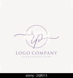 RP Initial handwriting with brush circle logo Stock Vector