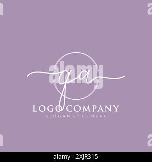 QA Initial handwriting with brush circle logo Stock Vector