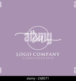RA Initial handwriting with brush circle logo Stock Vector