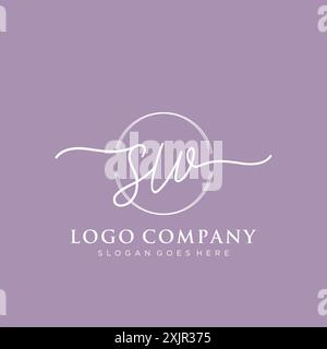 SW Initial handwriting with brush circle logo Stock Vector