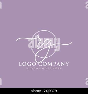 RG Initial handwriting with brush circle logo Stock Vector