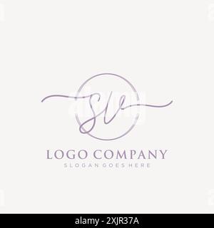 SV Initial handwriting with brush circle logo Stock Vector