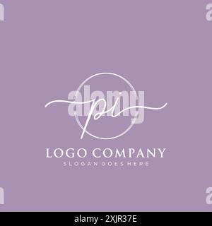PI Initial handwriting with brush circle logo Stock Vector