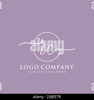 RC Initial handwriting with brush circle logo Stock Vector