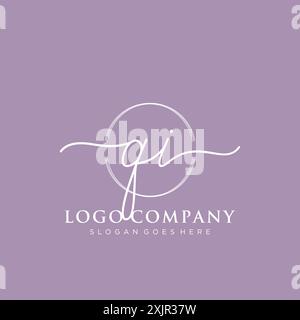 QI Initial handwriting with brush circle logo Stock Vector