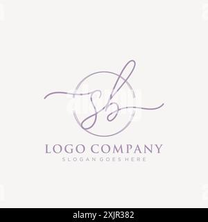 SB Initial handwriting with brush circle logo Stock Vector