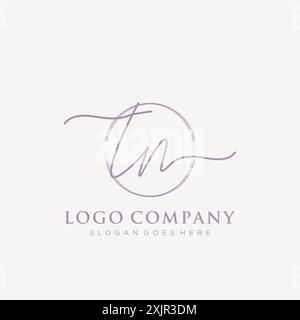 TN Initial handwriting with brush circle logo Stock Vector