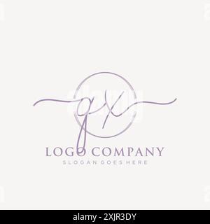 QX Initial handwriting with brush circle logo Stock Vector