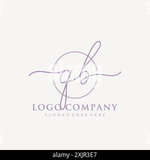 QB Initial handwriting with brush circle logo Stock Vector