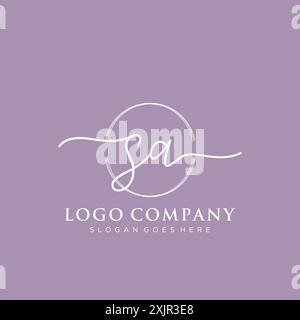 SA Initial handwriting with brush circle logo Stock Vector