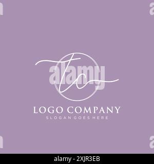 TC Initial handwriting with brush circle logo Stock Vector