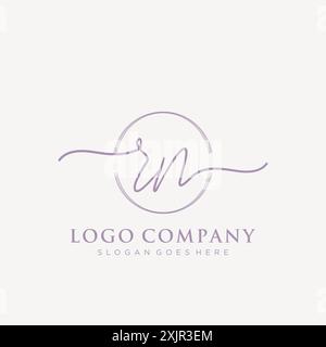 RN Initial handwriting with brush circle logo Stock Vector