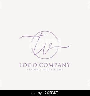 TV Initial handwriting with brush circle logo Stock Vector